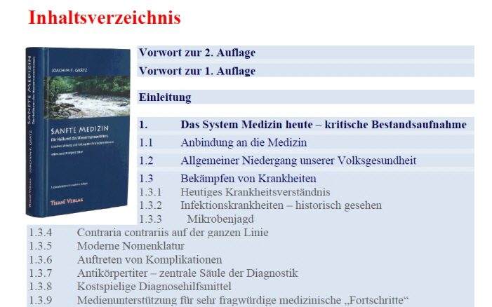 Sanfte Medizin - Inhaltsverzeichnis