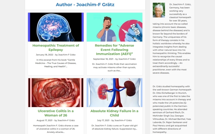 HPathy.com:     Homeopath & Author Dr. Joachim-F. Grätz and his papers